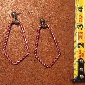 Candy cane triangle hoop pierced earrings